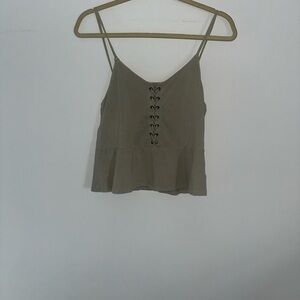 American Eagle Outfitters Olive Lace-Up Camisole